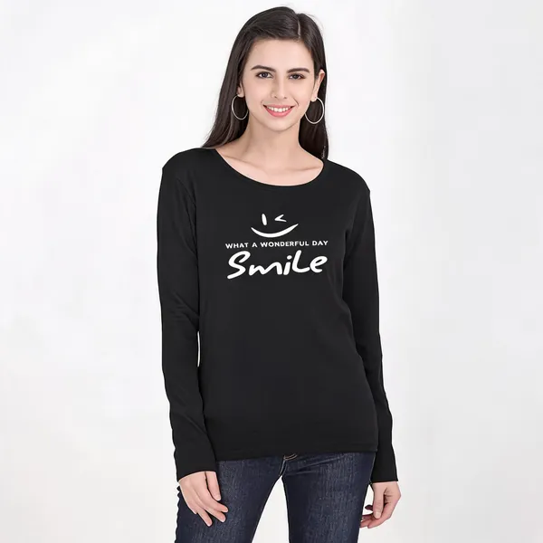 Black_Pure_Cotton_Round_Neck_Printed_T-Shirt_For_Women