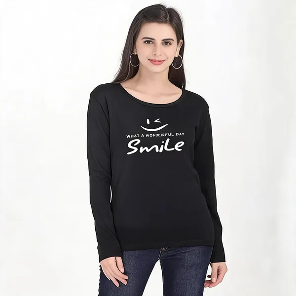 Black_Pure_Cotton_Printed_Round_Neck_T-Shirt_For_Women