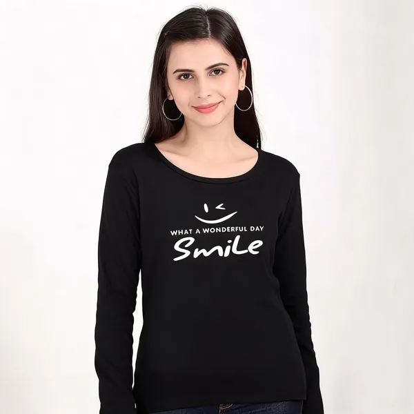 Black_Pure_Cotton_Printed_Round_Neck_T-Shirt_For_Women