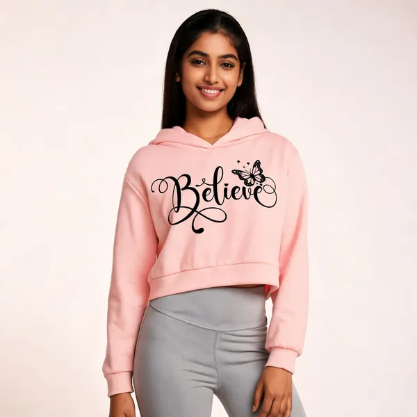 Pink_Pure_Cotton_Crop_Hooded_Graphic_Print_T-Shirt_For_Women