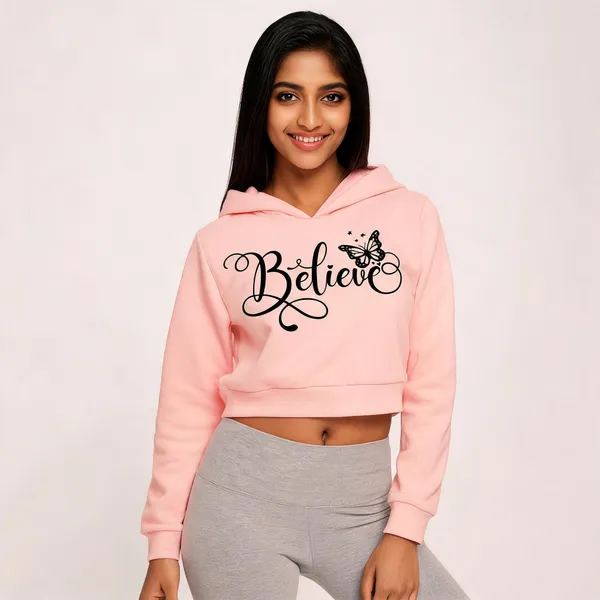 Pink_Pure_Cotton_Crop_Hooded_Graphic_Print_T-Shirt_For_Women