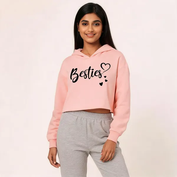Pink_Pure_Cotton_Graphic_Print_Hooded_Crop_T-Shirt_For_Women