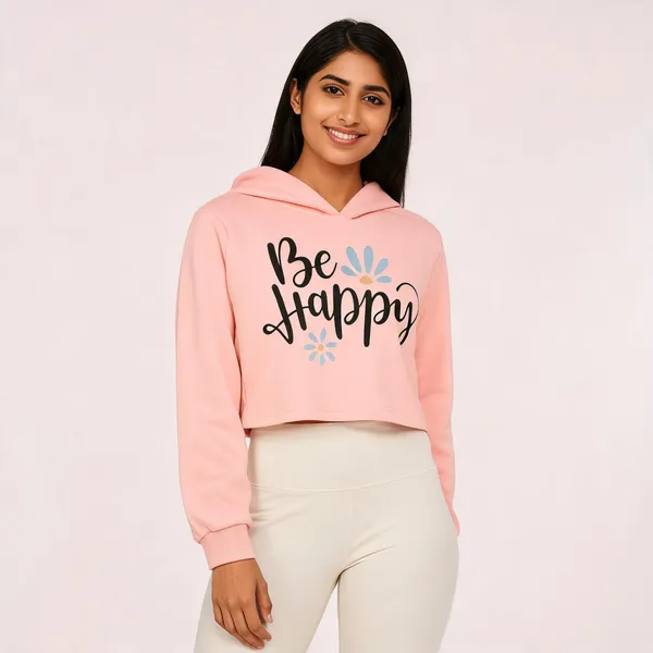Pink_Pure_Cotton_Graphic_Print_Hooded_Neck_Crop_T-Shirt_For_Women