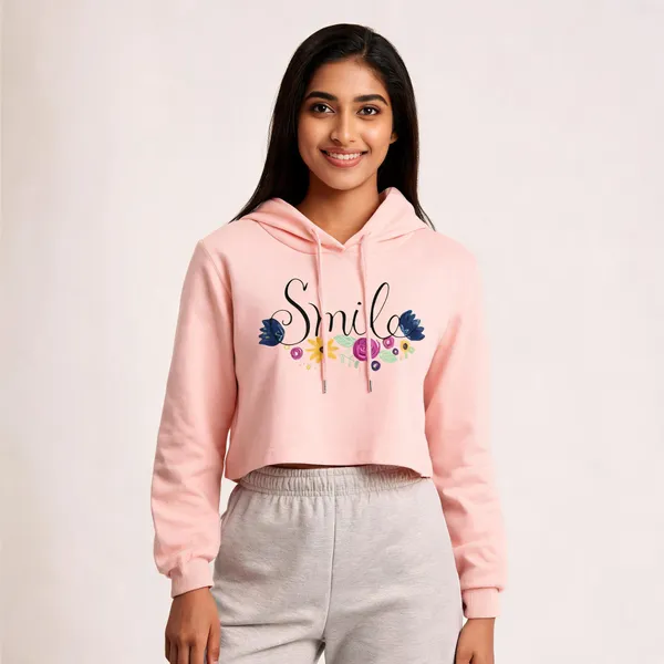 Pink_Pure_Cotton_Hooded_Neck_Crop_T-Shirt_For_Women