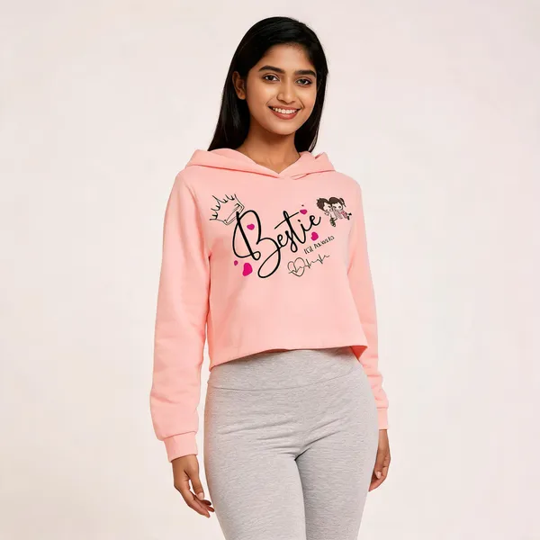 Peach_Pure_Cotton_Hooded_Typography_Crop_T-Shirt_For_Women