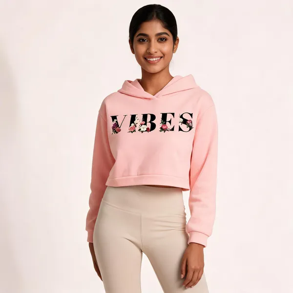 Pink_Pure_Cotton_Typography_Hooded_Crop_T-Shirt_For_Women