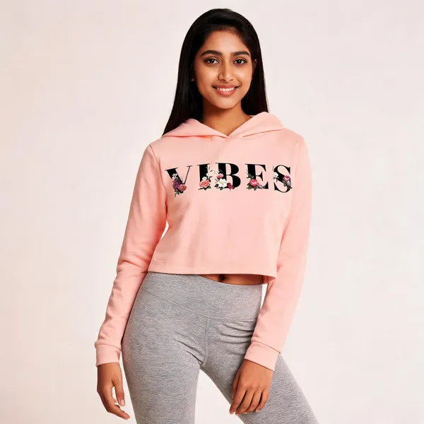 Pink_Pure_Cotton_Typography_Hooded_Crop_T-Shirt_For_Women