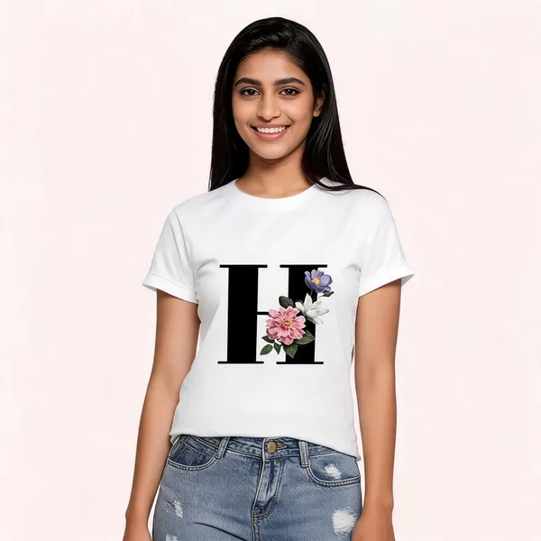 White_Pure_Cotton_Printed_Round_Neck_T-Shirt_For_Women
