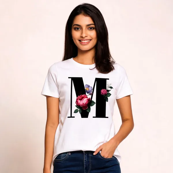 White_Pure_Cotton_Printed_Round_Neck_T-Shirt_For_Women