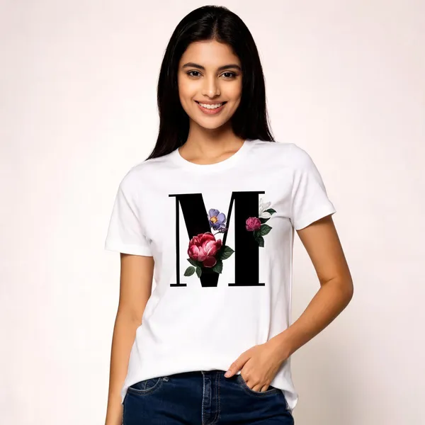 White_Pure_Cotton_Printed_Round_Neck_T-Shirt_For_Women