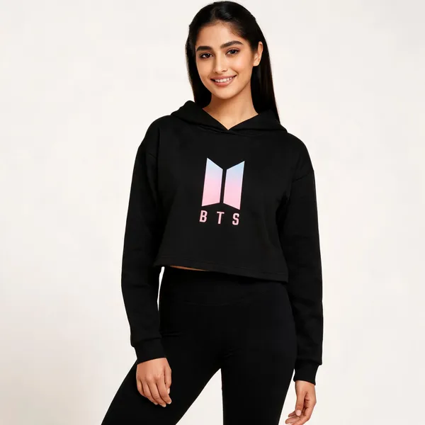 Black_Pure_Cotton_Graphic_Print_Hooded_T-Shirt_For_Women