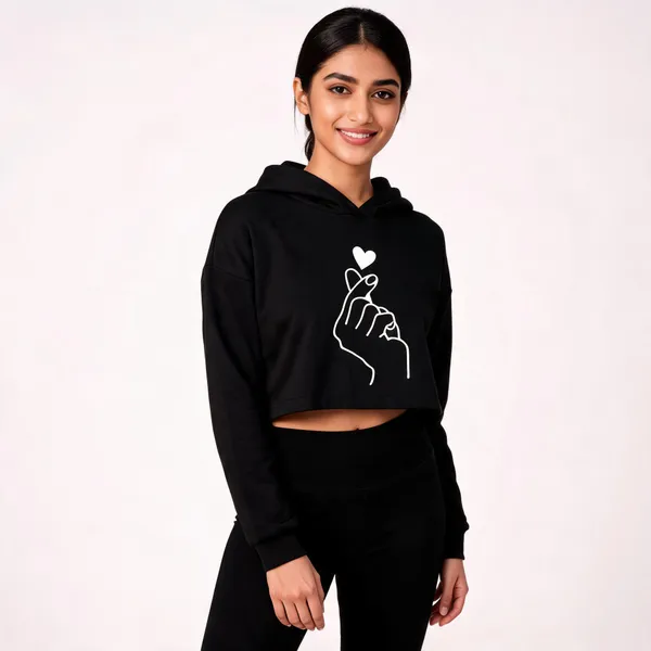 Black_Pure_Cotton_Graphic_Print_Hooded_Neck_T-Shirt_For_Women