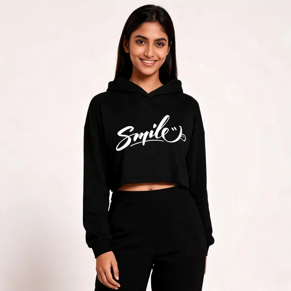 Black_Cotton_Graphic_Print_Hooded_T-Shirt_For_Women