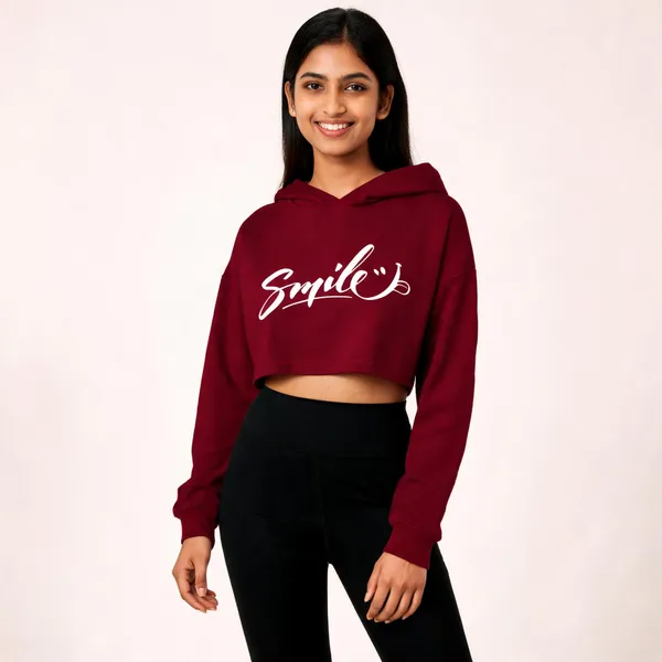 Maroon_Pure_Cotton_Hooded_Graphic_Print_T-Shirt_For_Women