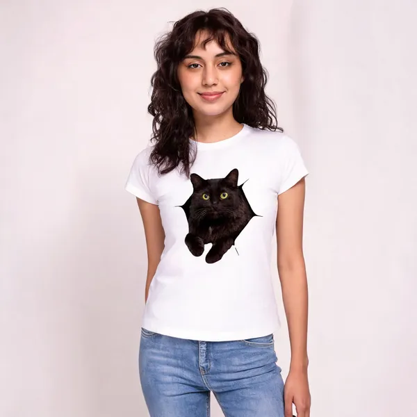 White_Pure_Cotton_Printed_Round_Neck_T-Shirt_For_Women