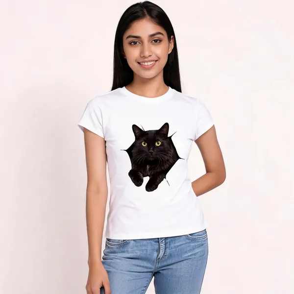 White_Pure_Cotton_Graphic_Print_Round_Neck_T-Shirt_For_Women