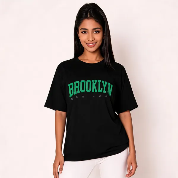 Black_Pure_Cotton_Printed_Round_Neck_T-Shirt_For_Women