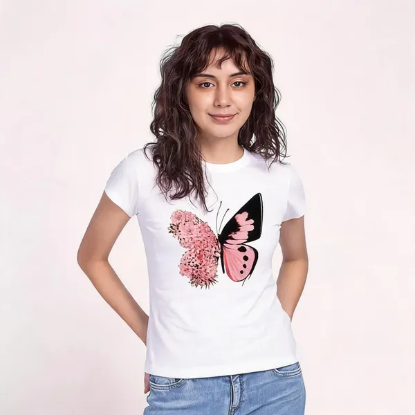 White_Pure_Cotton_Printed_Round_Neck_T-Shirt_For_Women