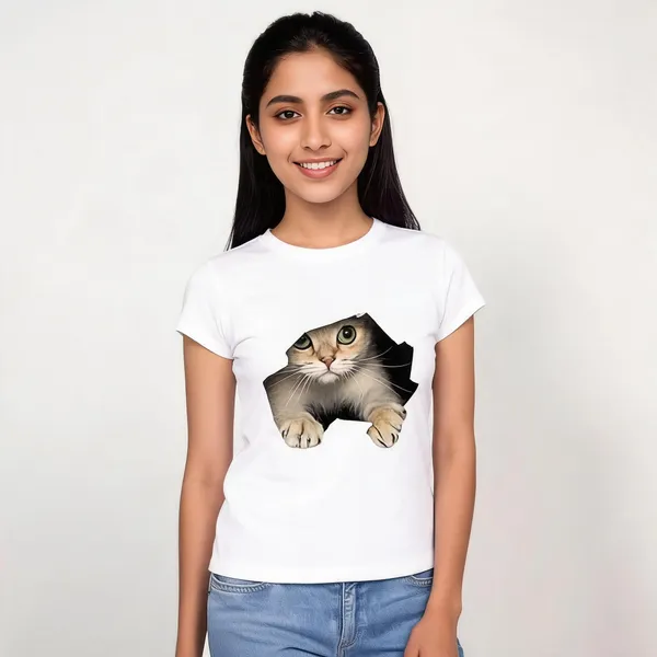 White_Pure_Cotton_Graphic_Print_Round_Neck_T-Shirt_For_Women