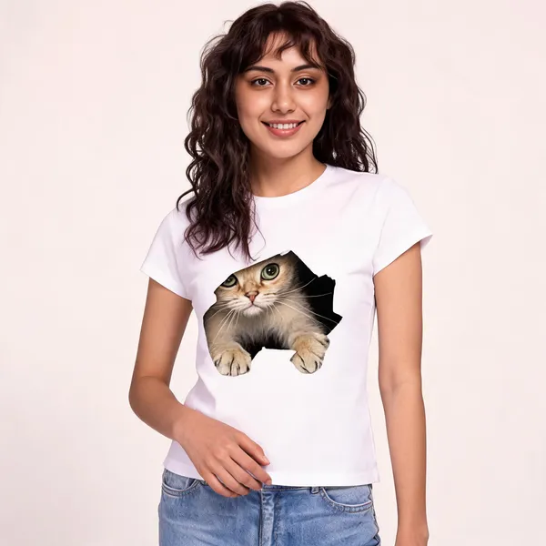 White_Pure_Cotton_Graphic_Print_Round_Neck_T-Shirt_For_Women