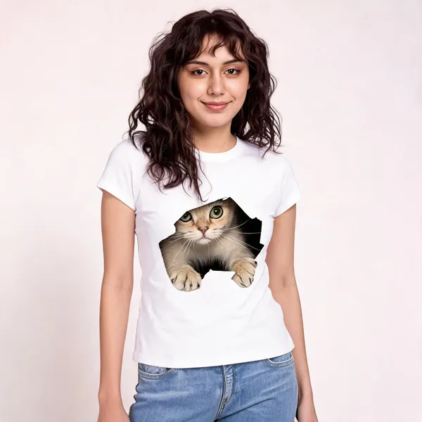 White_Pure_Cotton_Printed_Round_Neck_T-Shirt_For_Women