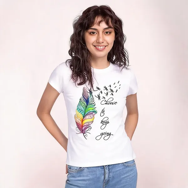White_Pure_Cotton_Printed_Round_Neck_T-Shirt_For_Women