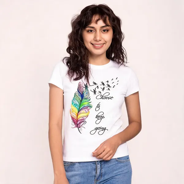 White_Pure_Cotton_Printed_Round_Neck_T-Shirt_For_Women