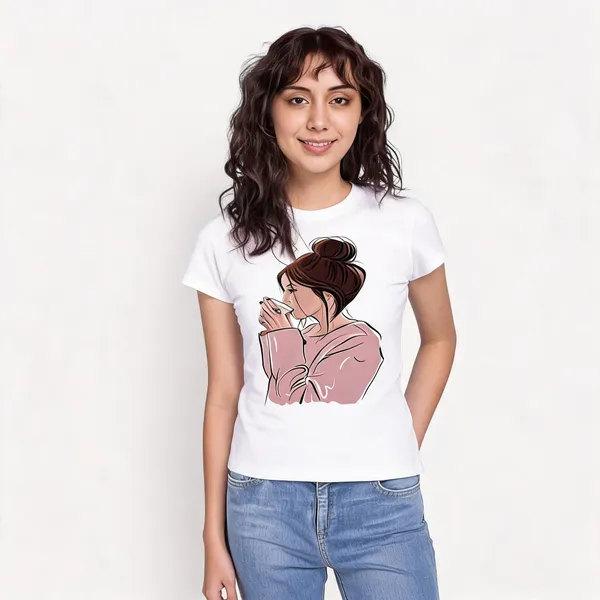 White_Pure_Cotton_Graphic_Print_Round_Neck_T-Shirt_For_Women