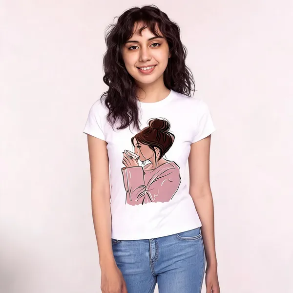 White_Pure_Cotton_Graphic_Print_Round_Neck_T-Shirt_For_Women