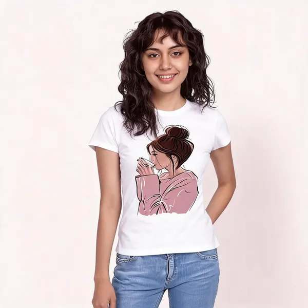 White_Pure_Cotton_Graphic_Print_Round_Neck_T-Shirt_For_Women