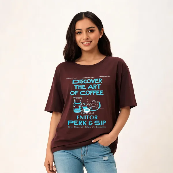 Brown_Pure_Cotton_Oversized_Printed_Round_Neck_T-Shirt_For_Women