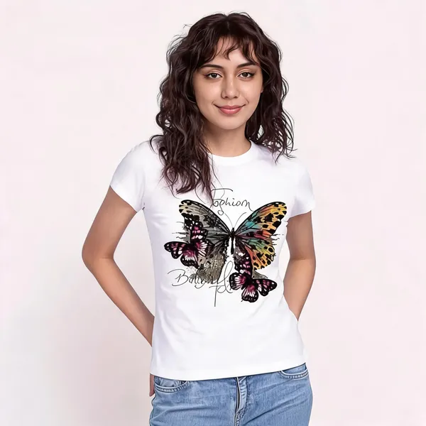 White_Pure_Cotton_Graphic_Print_Round_Neck_T-Shirt_For_Women