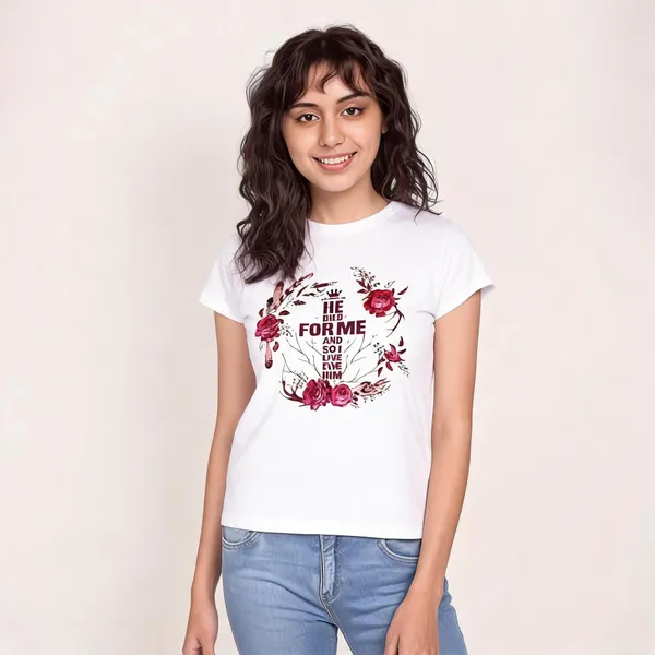 White_Pure_Cotton_Graphic_Print_Round_Neck_T-Shirt_For_Women