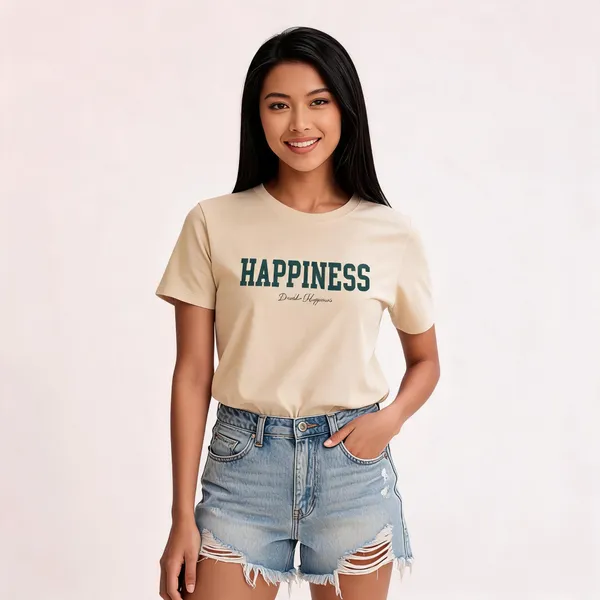 Beige_Pure_Cotton_Typography_Round_Neck_T-Shirt_For_Women