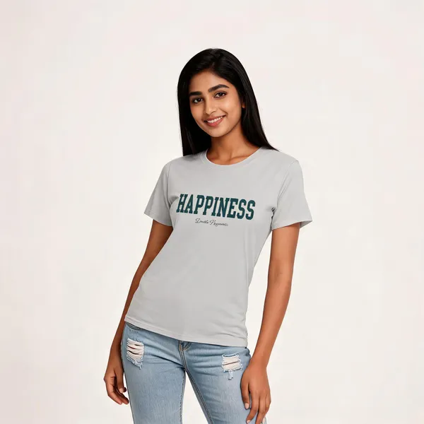 White_Pure_Cotton_Round_Neck_T-Shirt_For_Women