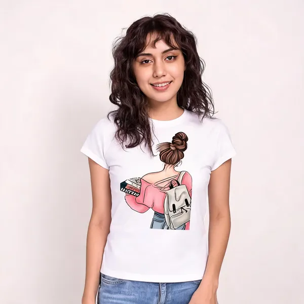 White_Pure_Cotton_Graphic_Print_Round_Neck_T-Shirt_For_Women