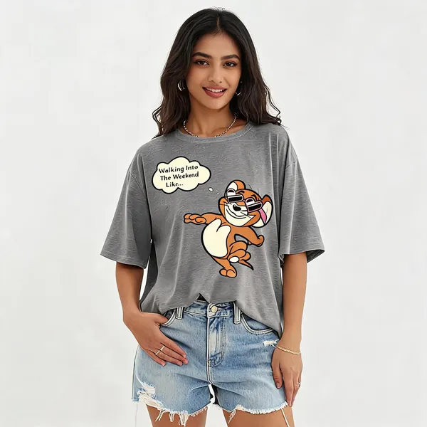 Grey_Pure_Cotton_Graphic_Print_Round_Neck_T-Shirt_For_Women