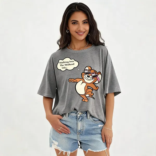 Grey_Pure_Cotton_Graphic_Print_Round_Neck_T-Shirt_For_Women
