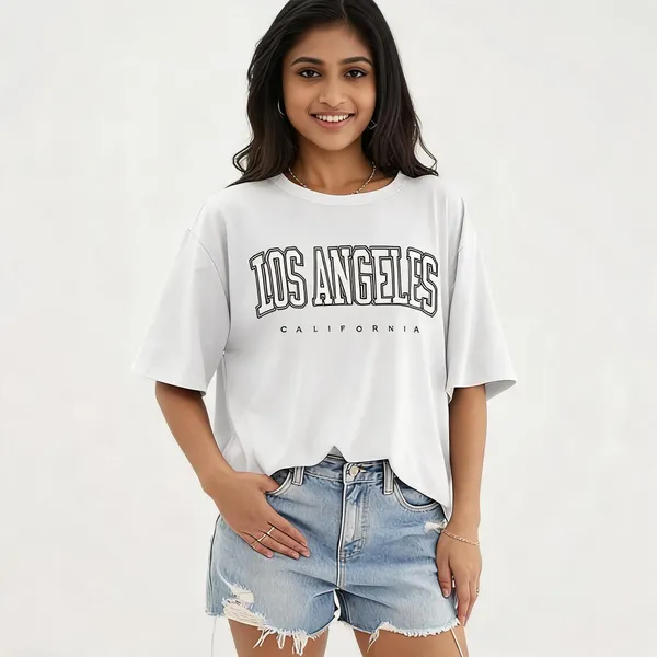 White_Pure_Cotton_Oversized_Drop_Shoulder_T-Shirt_For_Women