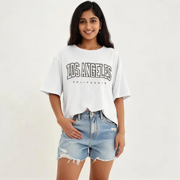White_Pure_Cotton_Oversized_Drop_Shoulder_T-Shirt_For_Women