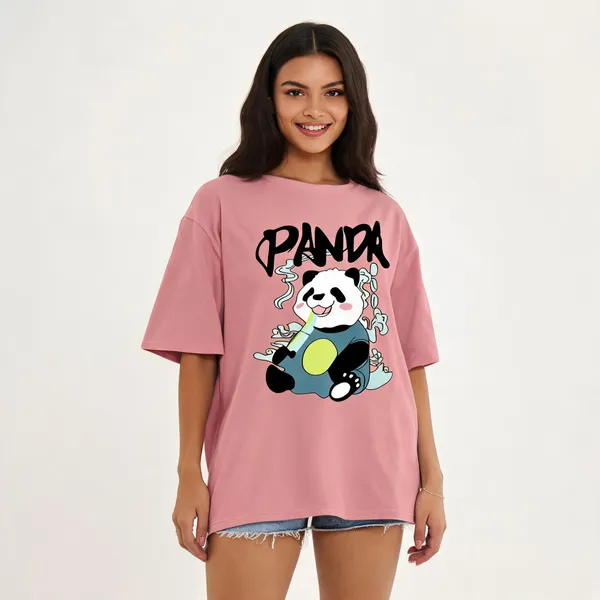Pink_Pure_Cotton_Oversized_Cartoon_Print_T-Shirt_For_Women