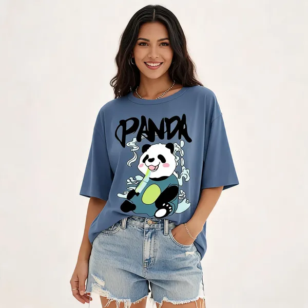 Blue_Pure_Cotton_Graphic_Print_Round_Neck_T-Shirt_For_Women
