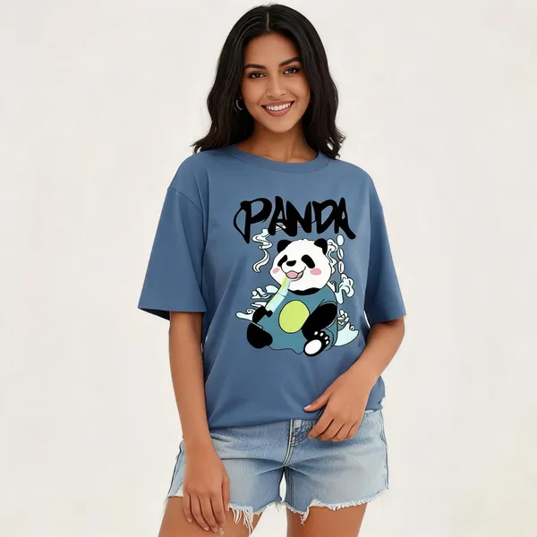 Blue_Pure_Cotton_Graphic_Print_Round_Neck_T-Shirt_For_Women