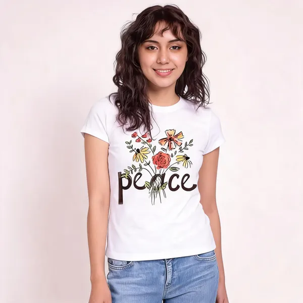 White_Pure_Cotton_Floral_Print_Round_Neck_T-Shirt_For_Women