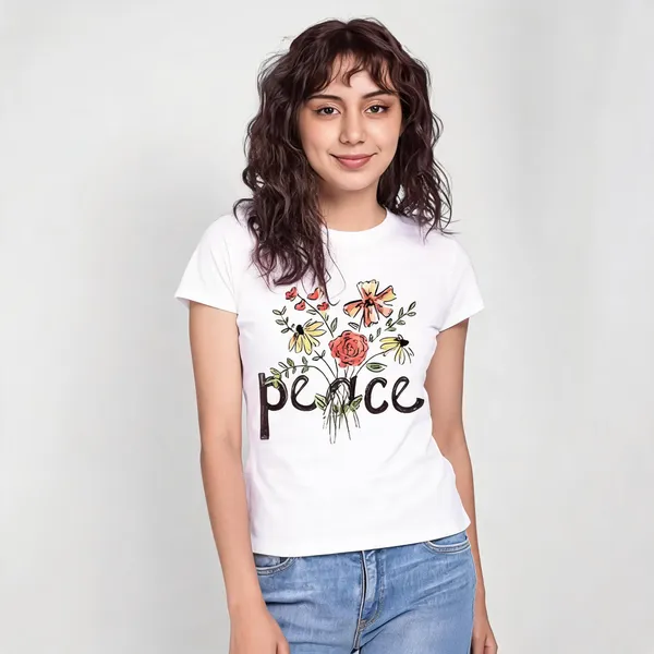 White_Pure_Cotton_Floral_Print_Round_Neck_T-Shirt_For_Women