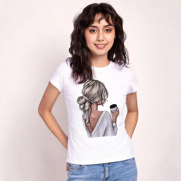 White_Pure_Cotton_Printed_Round_Neck_T-Shirt_For_Women