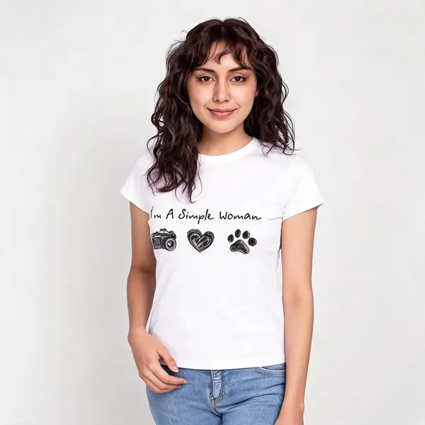 White_Pure_Cotton_Round_Neck_T-Shirt_For_Women