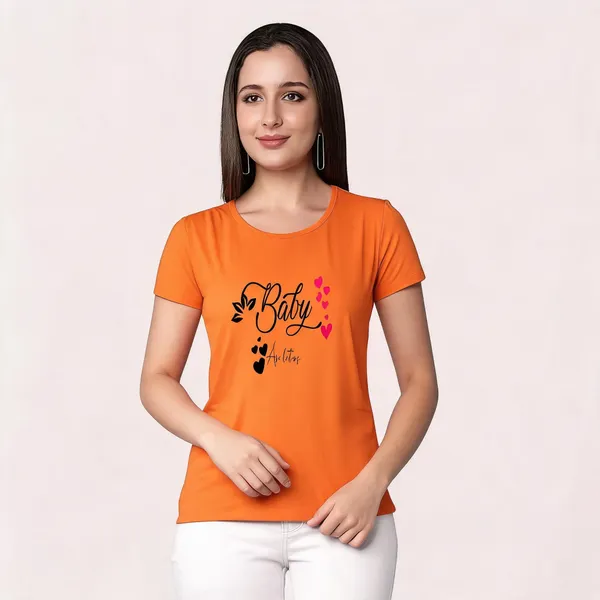 Orange_Pure_Cotton_Slim_Fit_Printed_T-Shirt_For_Women