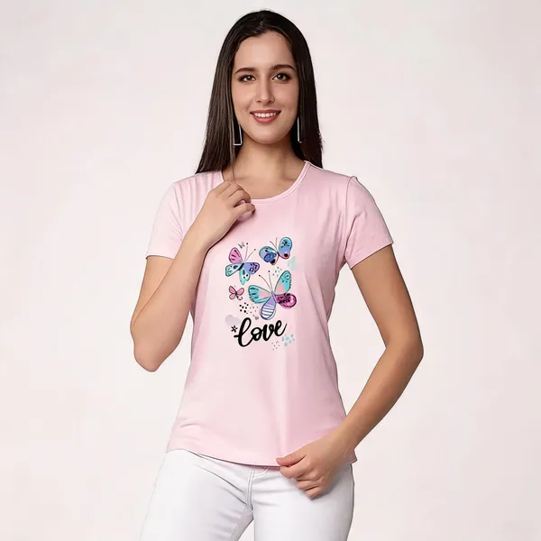 Pink_Pure_Cotton_Slim_Fit_Printed_T-Shirt_For_Women