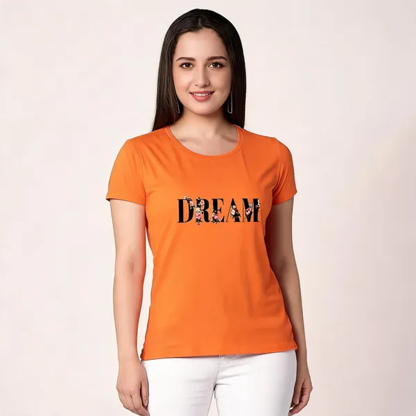Orange_Pure_Cotton_Printed_Round_Neck_T-Shirt_For_Women